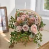 Romantic pink rose basket, handcrafted flower arrangement, fresh flower gift box for your girlfriend, Valentine's Day, birthday, romantic celebration decoration details Picture